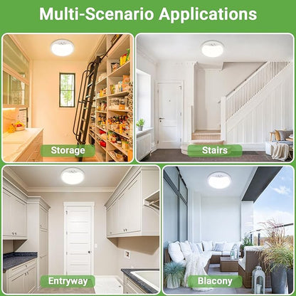 zemty 9inch 18W Motion Sensor Ceiling Light Wired, 3 Sensing Modes Motion Activated Closet Lights White, 3000K/4000K/6500K Waterproof LED Ceiling Lamp for Pantry Closet Shower Hallway-4Pack