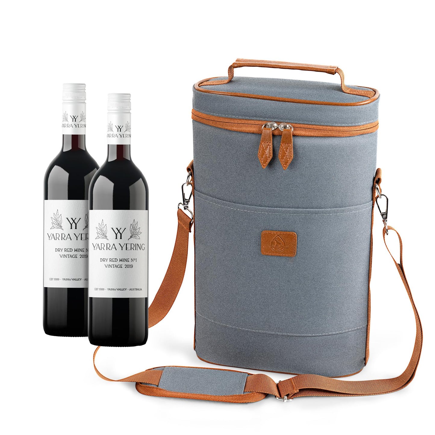 Waxed Canvas Wine Bag Tote for Wine Enthusiast , Insulated Wine Carrier Cooler Travel & Picnics Holds 2 Tall Bottles, Includes Ice Pack Chilling Reusable Tote Bag for Wine Gifts & Outdoor Gatherings