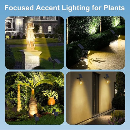 Solar Spot Lights Outdoor, 4 Modes/6 Pack Solar Spotlights Waterproof, 180° Adjustable Powered Landscape Lights, Outdoor Solar Lights for Yard Garden Pathway Flag Tree Wall Statue Warm White