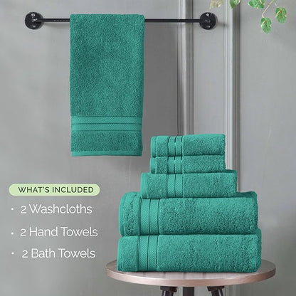 Elegant Comfort Luxury 6-Piece Towel Set, Premium Soft 100% Turkish Cotton