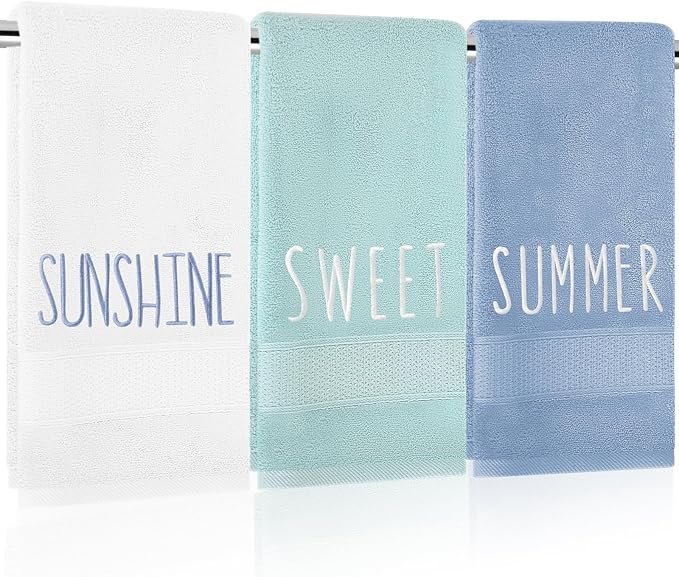 3Pcs Summer Hand Towels Cotton Embroidered Bathroom Towel 3 Colors Absorbent