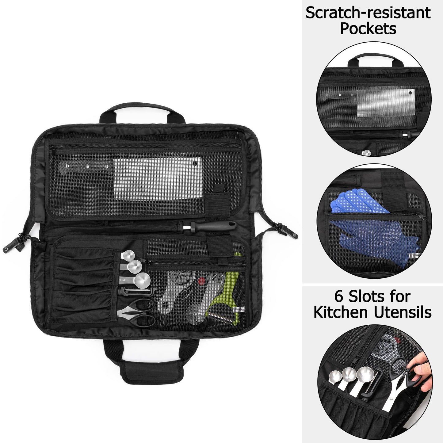 samdew Chef Knife Bag with Lockhole & 17 + 6 Slots, Chef Bag for Knife Storage, Travel Knife Roll for Professional Chefs, Knife Carrying Case Knife Carrier for Kitchen Utensils, Bag Only