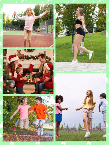 Jump Rope for Kids, Lorvain Adjustable Skipping Rope, Kids Jump Ropes with Wooden Handle for Girls Boys, Weighted Jumping Ropes for Fitness Workout Exercise Outdoor Fun Activity