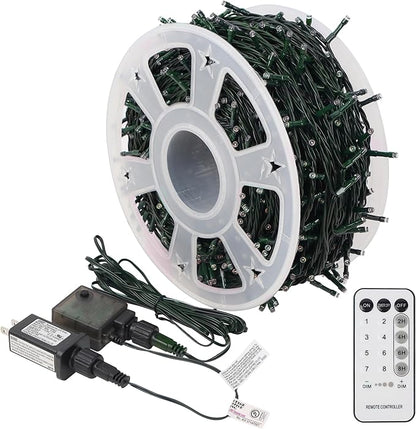 LJLNION 1000LED Christmas Lights, Extra Long 328FT Xmas Green Wire Fairy String Lights Plug in Outdoor, Remote Control & 8 Lighting Modes, Waterproof for Wedding Party Bedroom Decorations, Red & Green