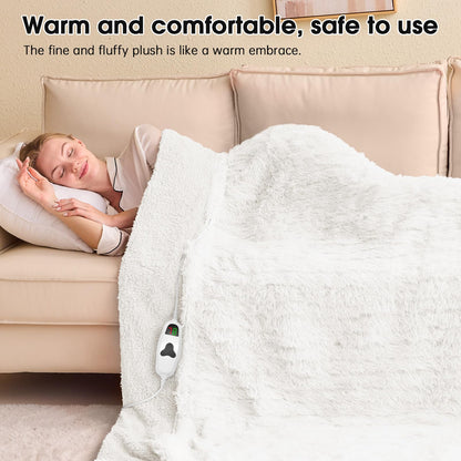 Heated Electric Blanket Throw,Warm Winter Birthday Gifts for Women Her Grandma-Faux Fur with Soft Sherpa,10 Heat Settings,5 Time Settings with Fast Heating, 50x60, Rainbow