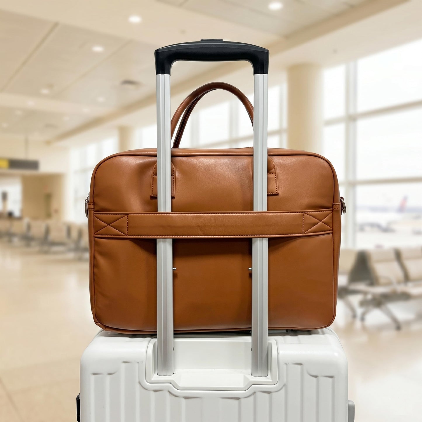 14 Inch Laptop Bag for Women and Men - Waterproof Briefcase, Slim Messenger Bag with Trolley Strap, Partition Storage Shoulder Sleeve Case for MacBook HP Dell Lenovo Asus
