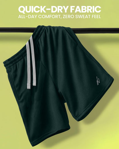 NY Threads Men's Athletic Shorts Quick Dry Loose-Fit Lightweight Running Workout Gym Shorts with Pockets, Large, Dark Green