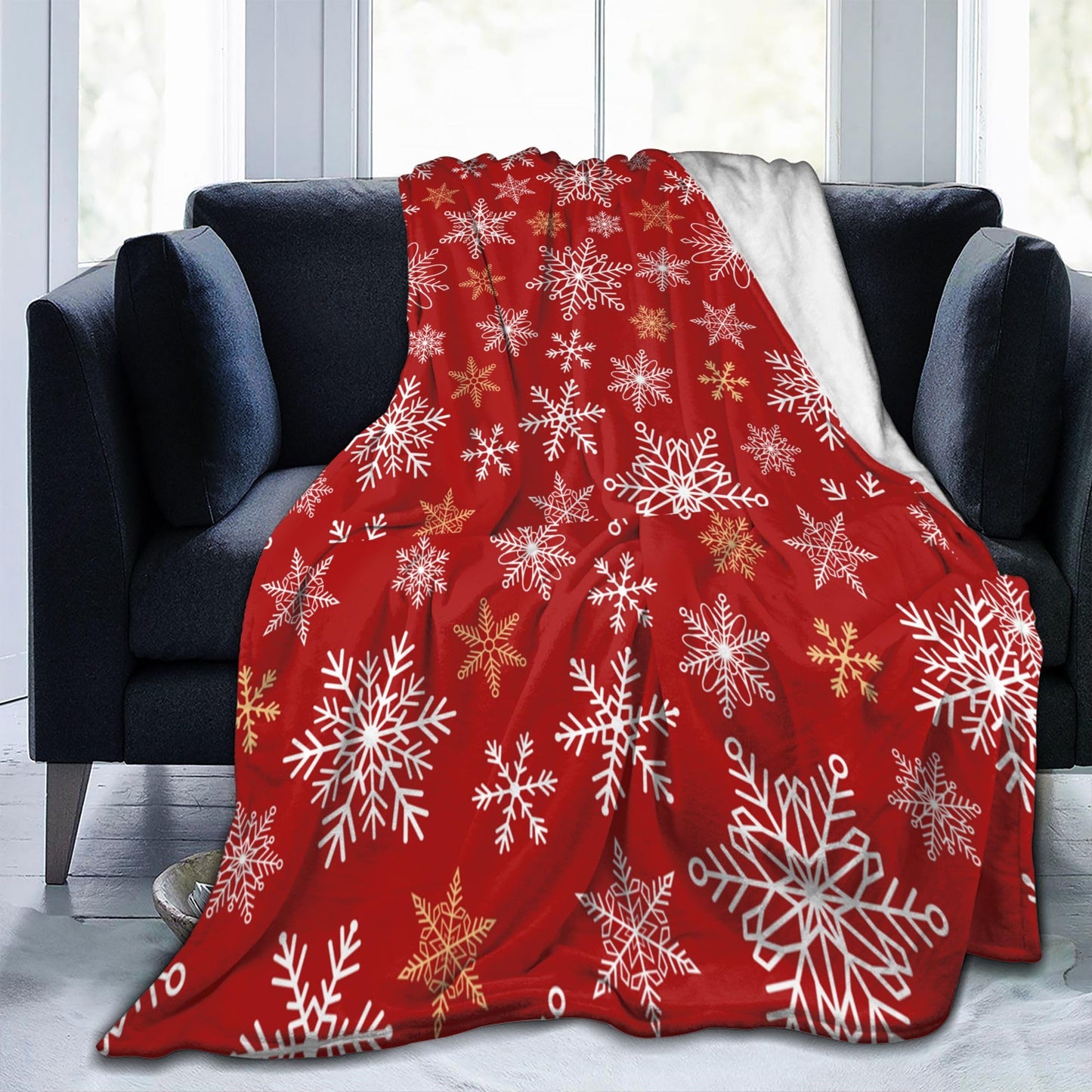 50x60 Soft Plush Warm Fleece Winter Christmas Snowflakes Throw Blanket