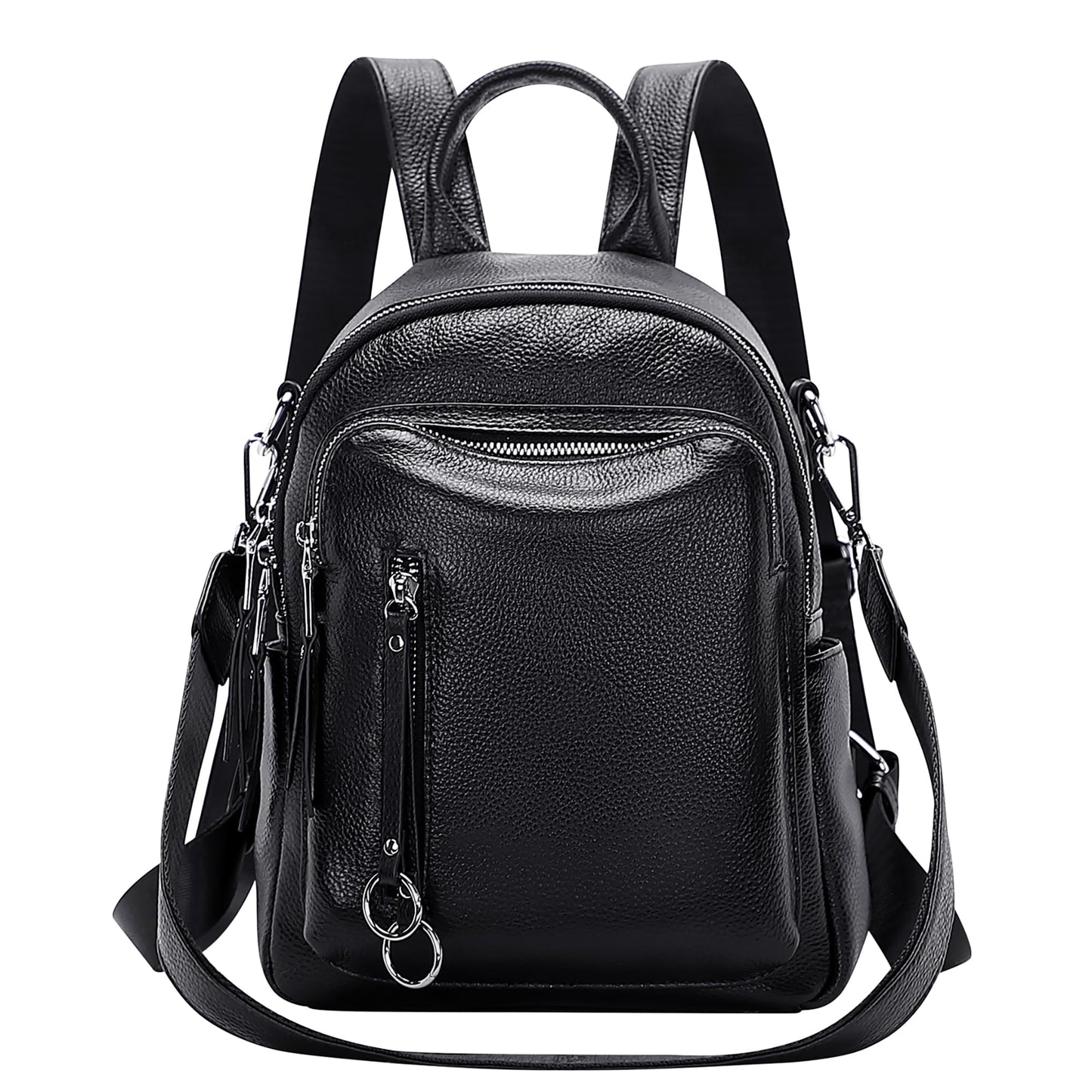 ALTOSY Fashion Genuine Leather Backpack Purse for Women Shoulder Bag Casual Daypack Small(S10 Black)