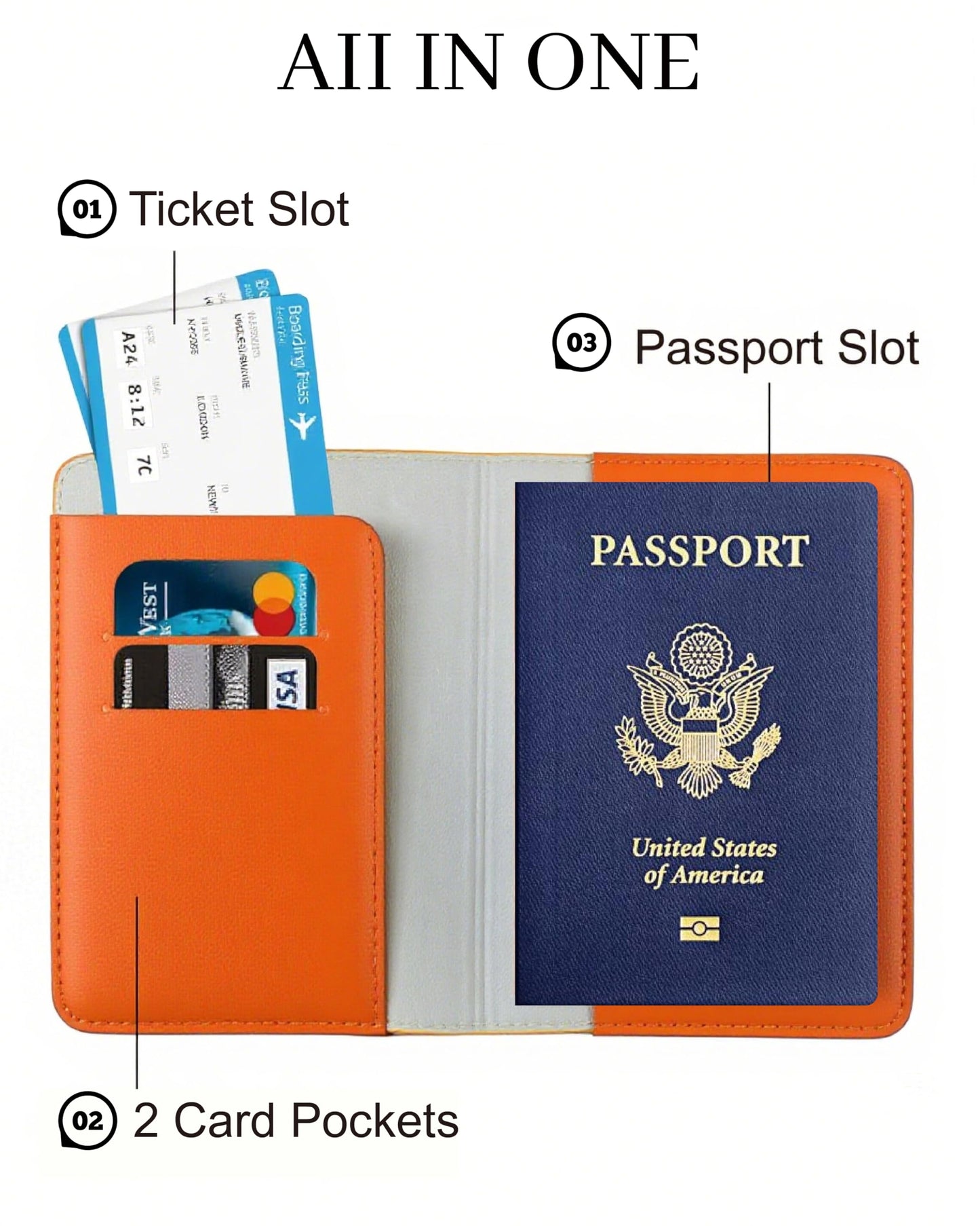 toTravelGear Passport Holder for Travel Essentials,RFID Blocking Passport Cover Case for Travel Accessories,Travel Wallet for Women Men (Orange)