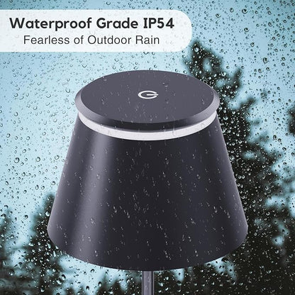 Cordless Table Lamp Rechargeable,5000mAh Battery Operated Desk Lamp,Waterproof Touch Dimmable Light with Remote,3 Color Stepless Dimming Up,for Bedroom/Office/Bars/Camping. (Black, 1pcs)