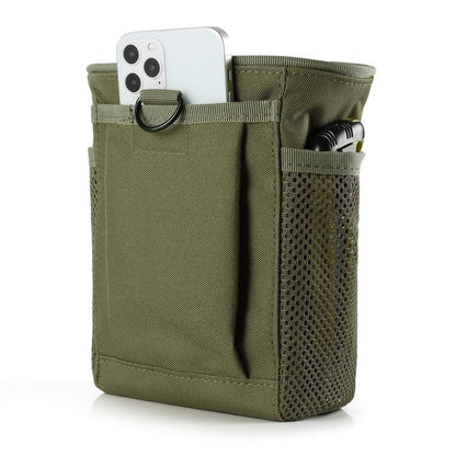 FRTKK Tactical Molle Drawstring Magazine Dump Pouch Outdoor Ammo Pouch, Adjustable Military Utility Belt Fanny Hip Holster Bag (2 Pack-Army Green)