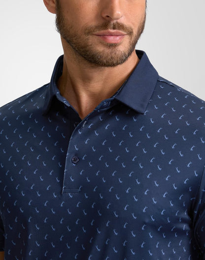 Obla Mens Golf Polo Shirts Short Sleeve Dry Fit Performance Moisture Wicking Casual Print Collared Golf Shirts for Men(Navy Golf Swing_4XL)