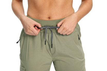 RlaGed Women’s Lounge Cargo Hiking Pants Lightweight Joggers Quick Dry Water Resistant Outdoor Fishing UPF 50+ Sweatpants with Zipper Pockets Green m