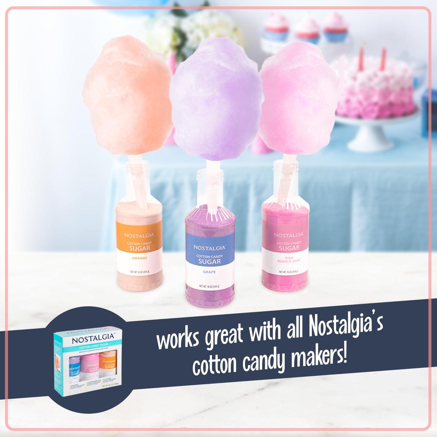 Nostalgia Vintage Hard and Sugar Free Candy Countertop Cotton Candy Maker, Includes 2 Reusable Cones And Sugar Scoop – Pink