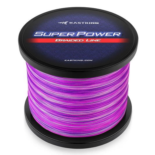 KastKing Superpower Braided Fishing Line, Purple Camo, 40LB, 300+27 Yds