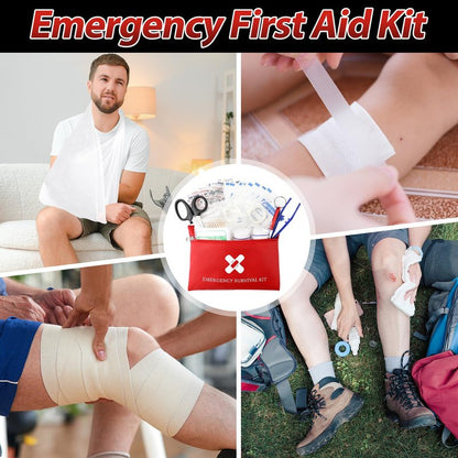 Geiserailie 10 Pack Mini First Aid Kit for Home Car Travel Camp Outdoor Back to School Sports Hiking Emergency Small First Aid Kit Travel Size Bulk Self Care Package 10 Individual Bag of 91 Items Each
