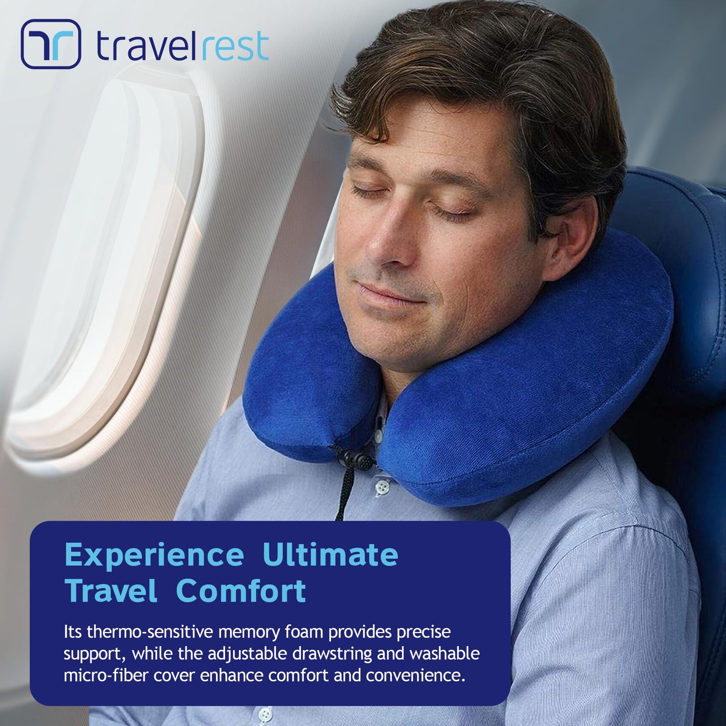 TRAVELREST Nest Neck Pillow Travel Essentials - Memory Foam Pillow and Patented Design, Support for Long Flights, Travel Accessories, Comfortable and Compact, Washable, Attaches to Luggage - Gray
