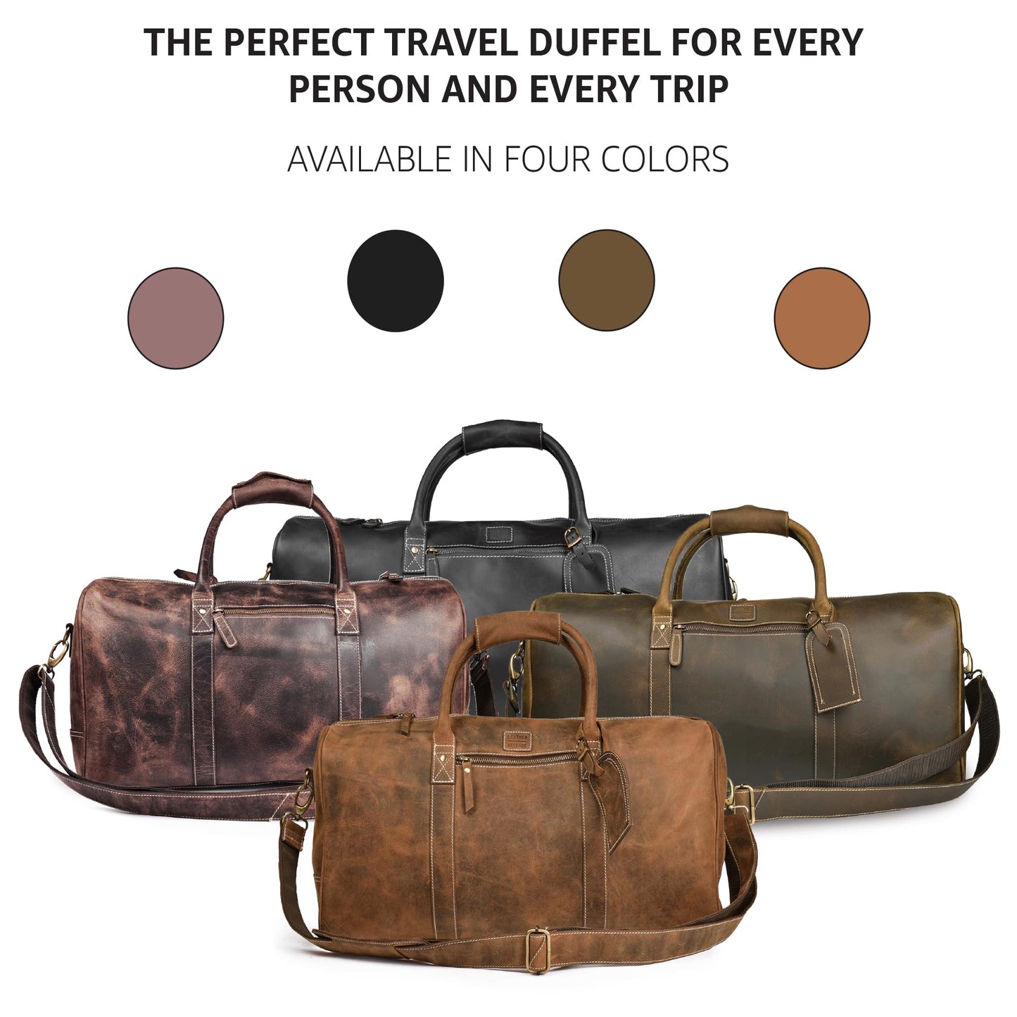 Leather Village Leather Duffel Bags for Men & Women-Stylish Travel Weekender Carry-On Sports Gym Overnight Luggage Bag - 20 Inch - Rustic Brown