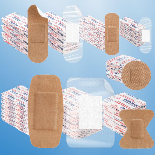 Geiserailie 300 Pcs Adhesive Bandages Family Variety Pack Fabric and Waterproof Assorted Bandages Bulk Sterile Individually Wrapped Bandages for First-Aid, Scrapes, Fingers(Clear and Fabric Bandage)