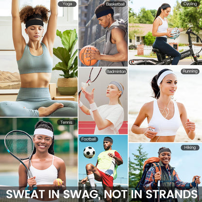 10 PCS Headbands for Women - Fashion Non Slip Headbands for Women and Men Perfect for Sports and Outdoor Activities in Summer, Including Running, Yoga, Cycling, Gym Workouts