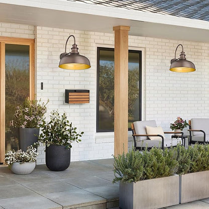 Bestshared 16" Large Gooseneck Barn Light Farmhouse Wall Outdoor Sconce Exterior Wall Mount Lighting Fixture Outside Patio Light for Porch Entryway Garage(ORB,16"-1PACK)