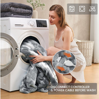 Electric Heated Blanket 50"x60",Luxury Grey Faux Fur Electric Throw Blanket,Fast Heating Soft Fluffy Thick Electric Blanket with 6 Heating Levels & 12H Auto Off