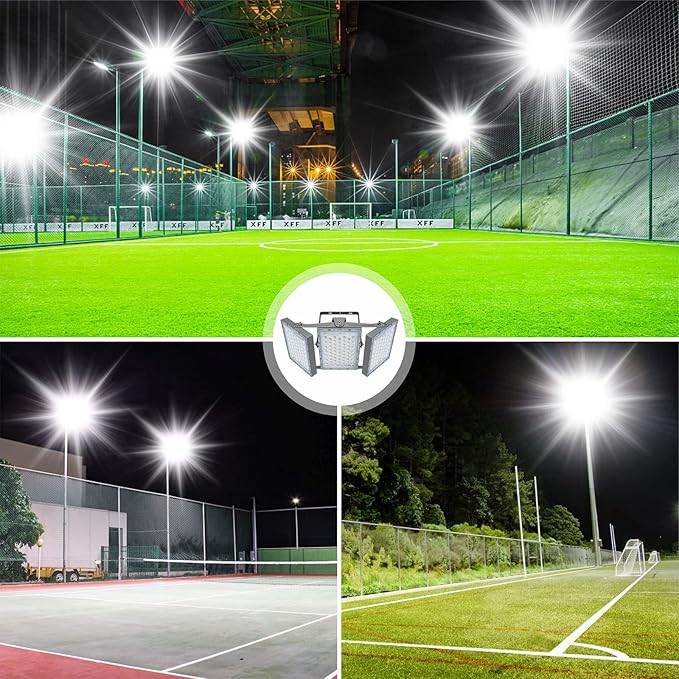 STASUN LED Flood Light Outdoor, 300W 27000lm Outdoor Lighting with 330° Lighting Angle, 5000K, 3 Adjustable Heads, IP66 Waterproof LED Exterior Security Area Lights for Yard, Stadium, Parking Lot