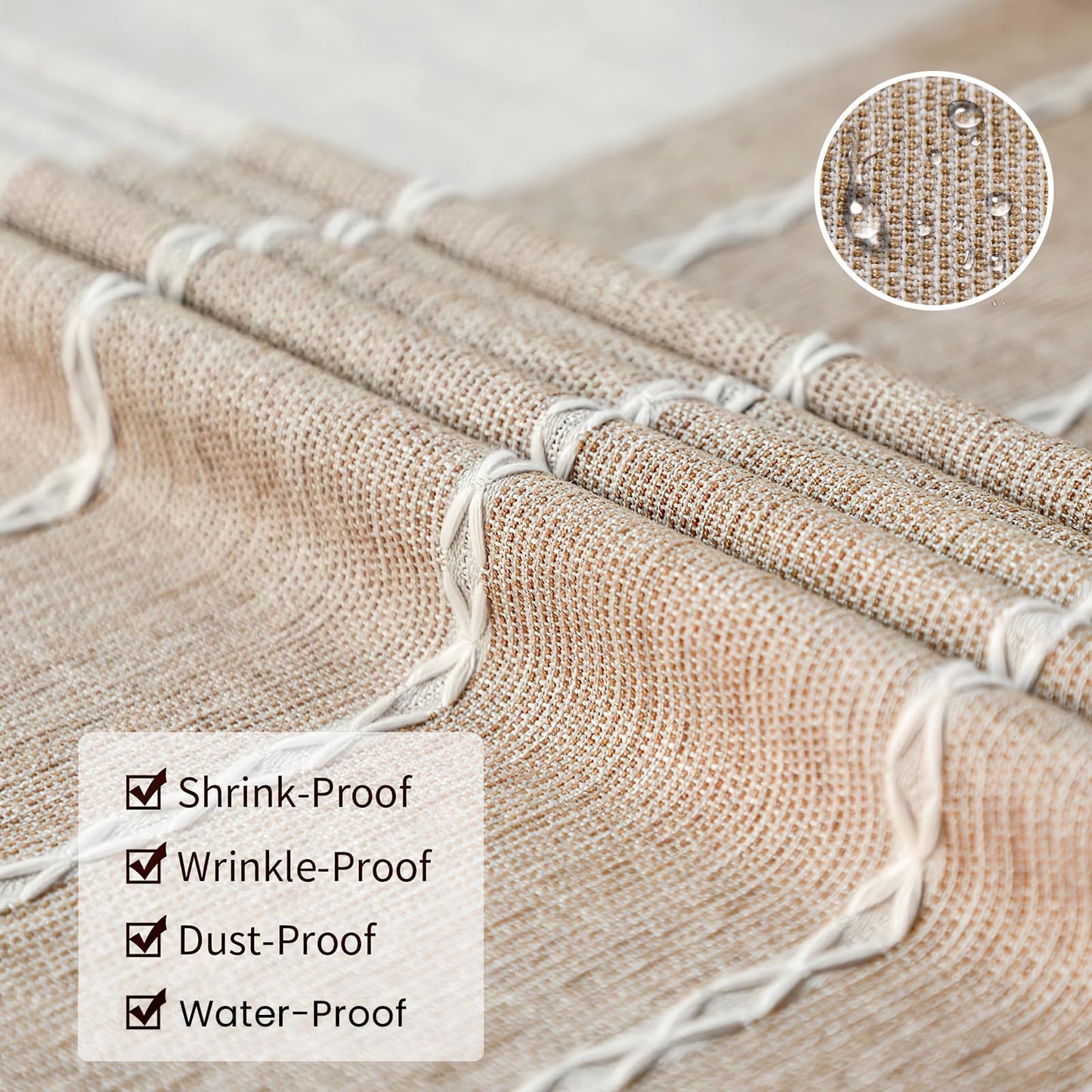 Warm Star Tablecloths,Cotton Linens Wrinkle Free Anti-Fading,Tabletop Decoration Washable Dust-Proof,Table Cover for Kitchen Dinning Party, Cotton, Light Coffee, Rectangle/Oblong, 55''x70'',4-6 Seats