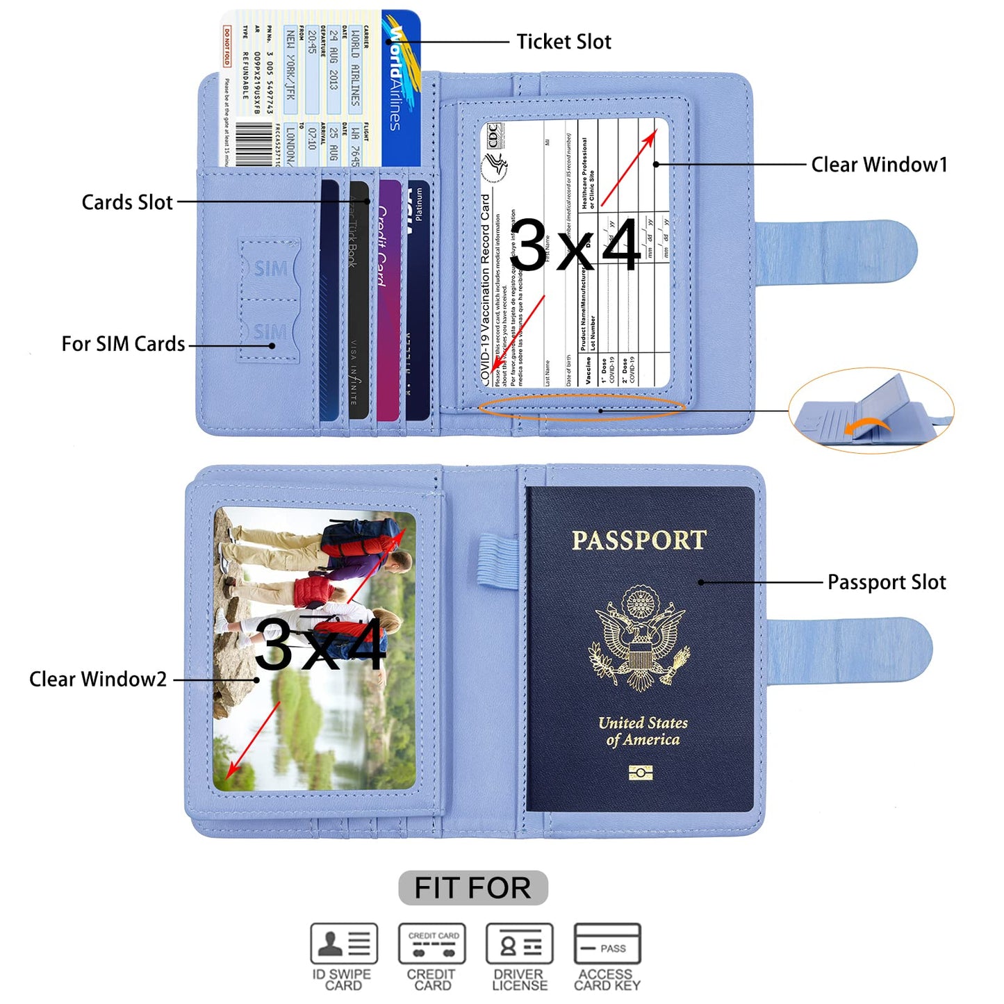 Melsbrinna Rfid Passport Holder for Travel women/Men, Cute Passport Wallet Rfid Blocking Card Slots, Rfid Passport Cover/CaseTravel Wallet, Passport Book Holder (1, Blue4)