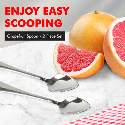 Chef Craft Select Serrated Grapefruit Spoon, 9 inch 2 piece set, Stainless Steel