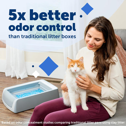 PetSafe ScoopFree Crystal Pro Legacy Automatic Self-Cleaning Cat Litter Box – Includes 1 Disposable Crystal Litter Tray – Advanced Odor Control – Not Enclosed – Gray (PAL00-16805)