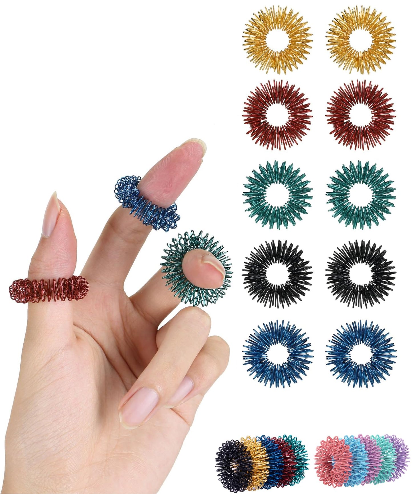 Mr. Pen- Spiky Sensory Rings, 10 Pack, Stress Relief Fidget Sensory Toys, Fidget Rings, Fidget Ring for Anxiety, Stress Relief Rings, Massager for Fidget ADHD Autism, Silent Stress Reducer Ring