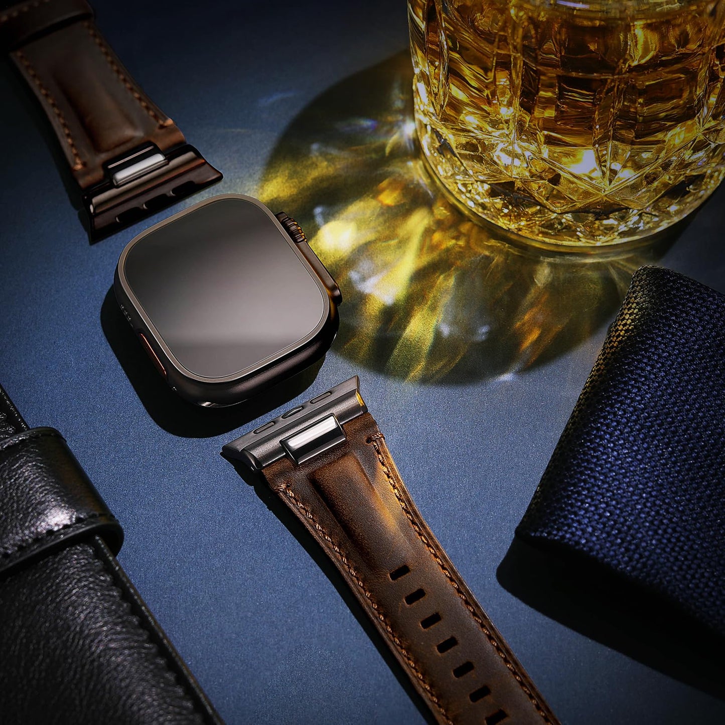 Tlselt Leather Band for Apple Watch Ultra 3/Ultra 2 Bands 49mm 46mm 45mm 44mm, Top Genuine Leather Designer Replacement Strap for iWatch Ultra 3 2 1 SE series 11 10 9 8 7 6 5 4 3