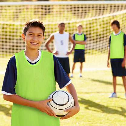 Sintege 12 Pcs Soccer Pinnies Pennies Jersey Scrimmage Vest Sports Practice Jersey Mesh Basketball Vest for Youth Adult Kids (Small,Green)