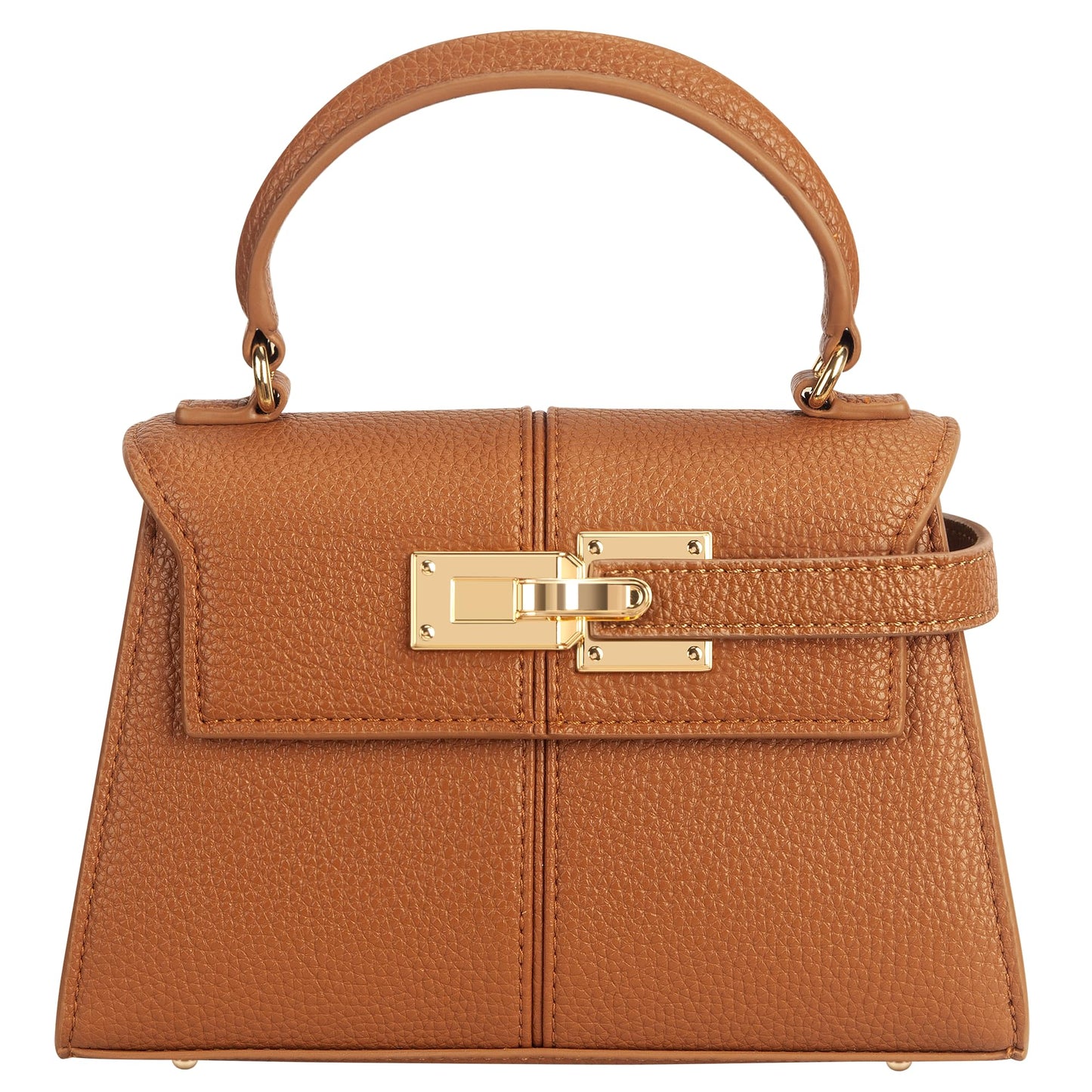 Women's Top Handle Handbag Vegan Leather Crossbody Bag,BROWN,SMALL