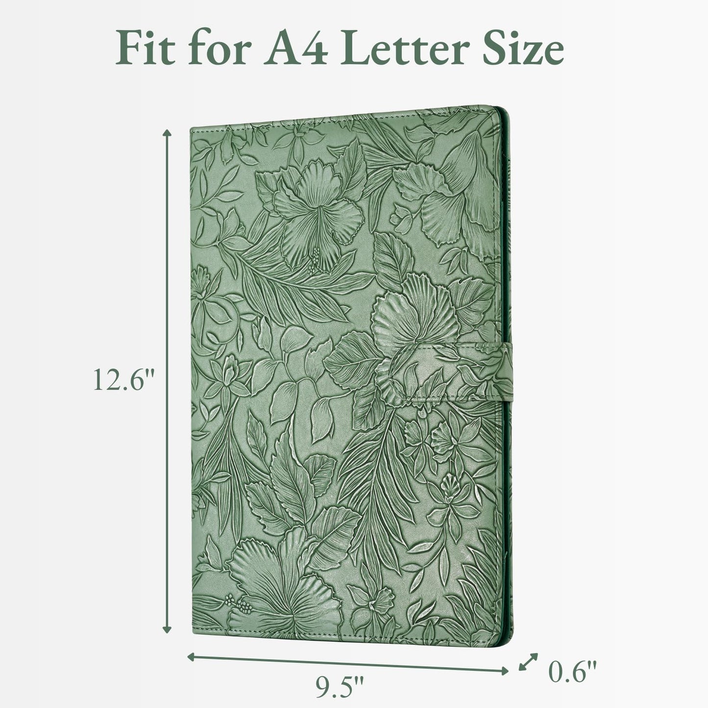Mymazn Padfolio Portfolio Binder, Faux Leather Interview Resume Folder with Document Organizer & Business Card Holder, Letter-Sized Notepad Legal Pad Holder for Women Men (Green)