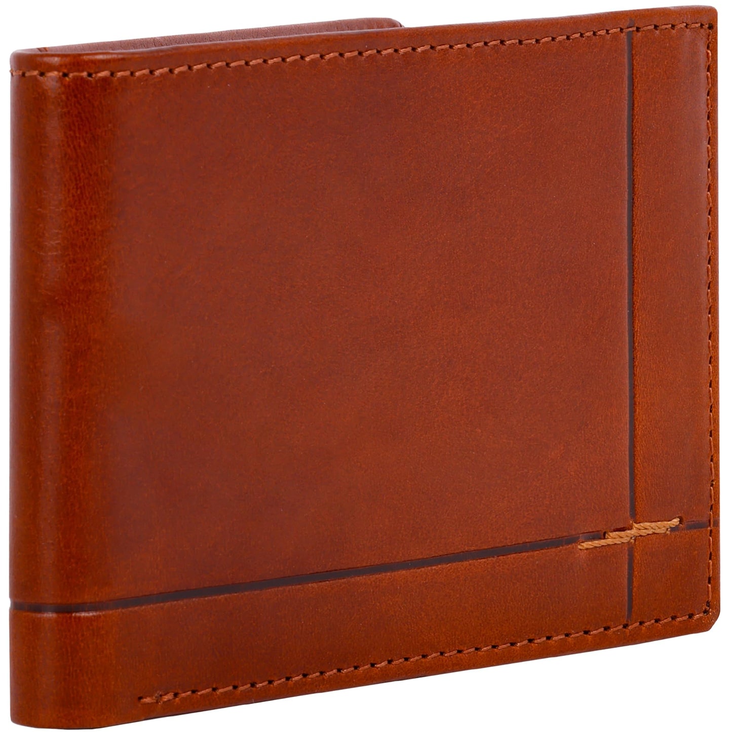 Time Resistance Leather Wallet – Italian Handmade Minimalist Billfold for Cards and Cash – Slim Full-Grain Leather Wallet (Cognac)