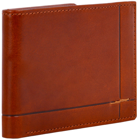 Time Resistance Leather Wallet – Italian Handmade Minimalist Billfold for Cards and Cash – Slim Full-Grain Leather Wallet (Cognac)