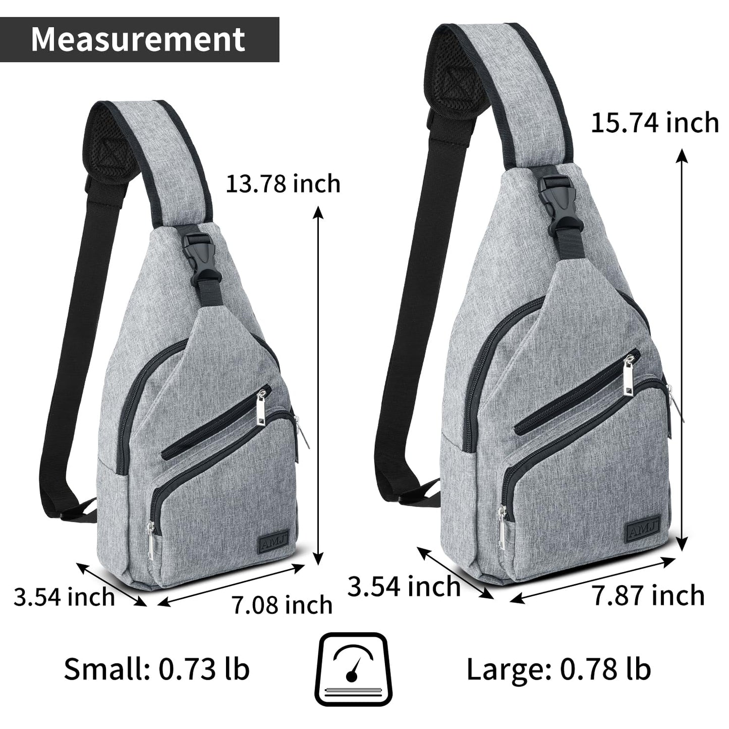 AMJ Crossbody Sling Bag Men Women, Casual Shoulder Backpack, Chest Daypack Satchel for Hiking Travel