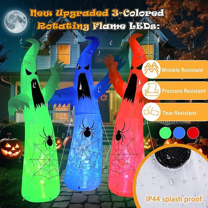 Halloween Inflatable Ghost Decoration, LED Color Changing Lights, Outdoor Yard Decor with Wings (12FT Giant Terror Spider Ghost)