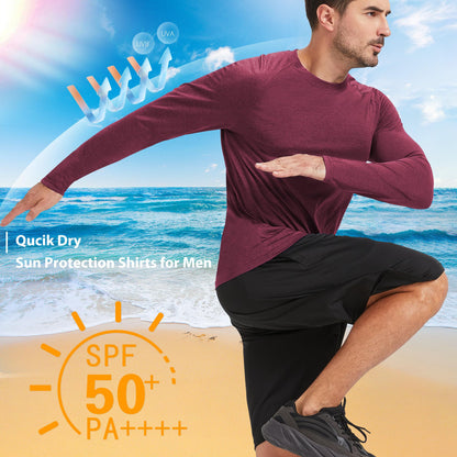 MLYENX 4 Pack Long Sleeve Shirts for Men UPF 50+ UV Sun Protection Quick Dry Moisture Wicking Workout Tee Shirts M