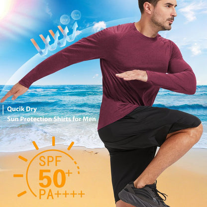 MLYENX 4 Pack Long Sleeve Shirts for Men UPF 50+ UV Sun Protection Quick Dry Moisture Wicking Workout Tee Shirts L