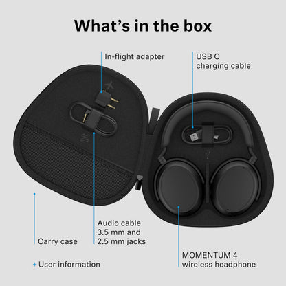 Sennheiser Momentum 4 Wireless Over-Ear Headphones - Bluetooth Headset for Clear Calls with Adaptive Noise Cancellation, Up to 60HR Playtime, Folding Design, Brown