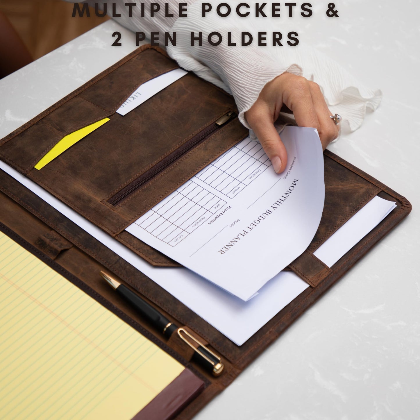 Leather Portfolio, Leather Binder with Pen, Leather Portfolio for Men and Women, Leather Padfolio, Leather Folder, Portfolio Binder, Business Portfolio Men and Women
