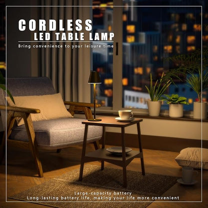 LED CordlessTable Lamp,4000mAh Rechargeable Battery Desk lamp,3 Level Brightness Beside Night Light, Minimalist Design, for Couple Dinner/Coffee Table/Restaurant/Bedroom(Bronze 4PACK)