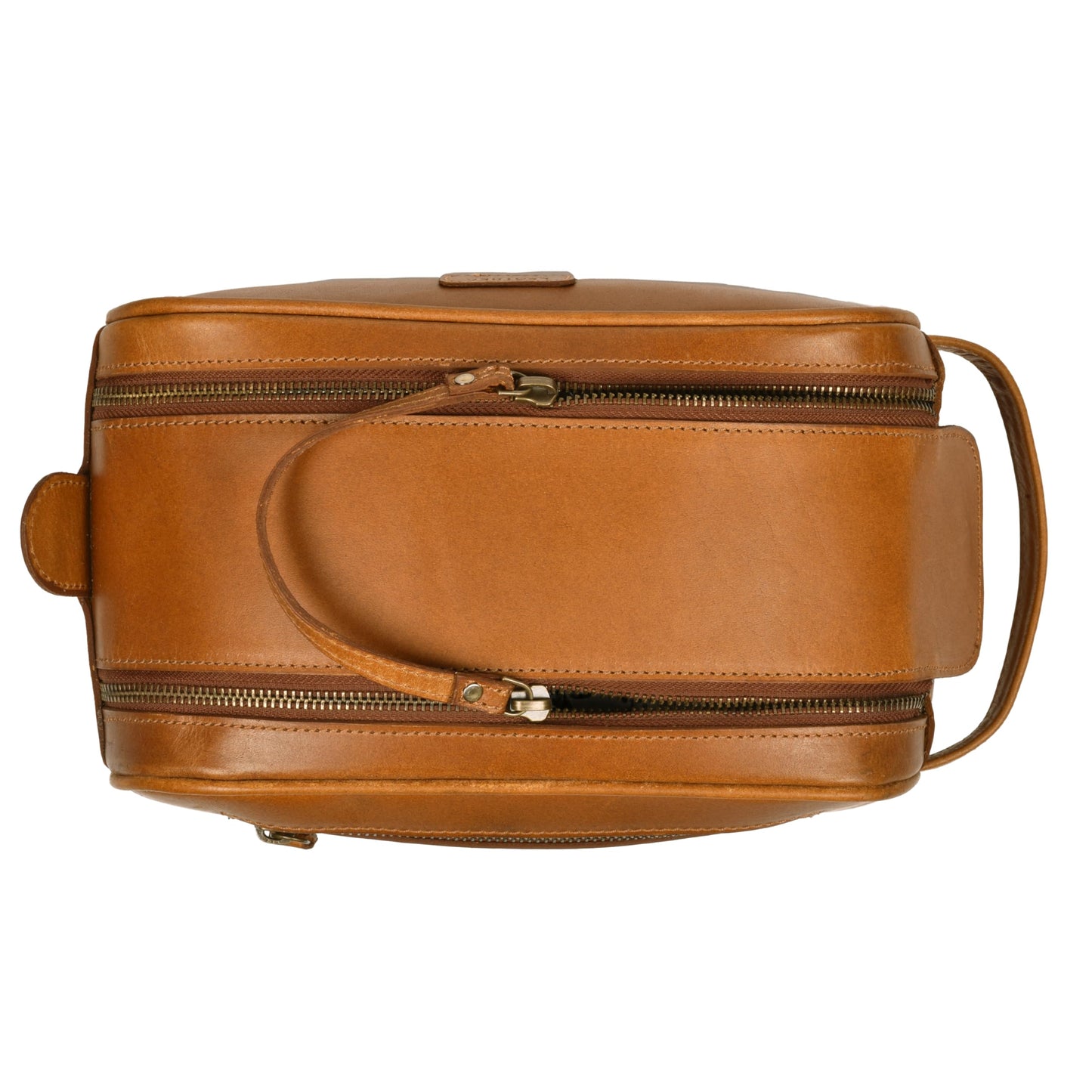 DHAMPOOH Premium Leather King Size Toiletry Travel Pouch – Handcrafted Dopp Kit Bag with Waterproof Lining, Spacious Design for Travel Essentials, Elegant Tan Finish