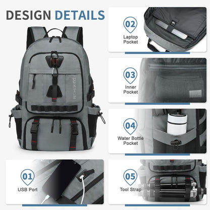 SUIKIHUM Travel Backpack 35L TSA Approved Carry on Backpack with Shoe Compartment & Wet/Dry Separation, Laptop Bag Fits 18.4 Inch Computer, Water Resistant Backpack for Men Women, Grey