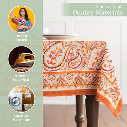 Maison d' Hermine Table Cloth Rectangle Table 100% Cotton 54 x 72 Inches Fall Tablecloth Reusable Everyday Use for Thanksgiving Christmas Decorations Dining Farmhouse Party (Palatial Paisley)