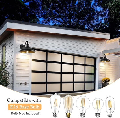 Outdoor Gooseneck Barn Light, 12 Inch Farmhouse Exterior Wall Mount Light, Outdoor Sconce Wall Lighting Fixture, Outside Industrial Black Lantern, Gold Interior, 3 Pack
